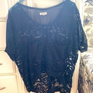 Long crop black lace top. Very flowy.